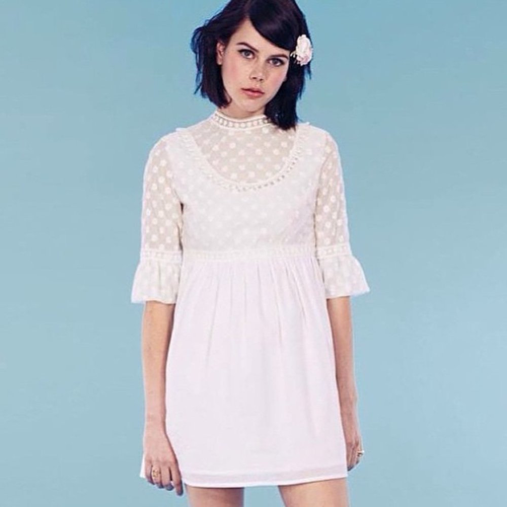 Dahlia London ASOS Cleo White Floral Lace Vintage Wedding Dress Size Medium NWT